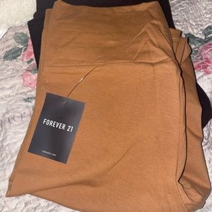 Forever 21 mocha leggings and 2 pairs of Forever 21 black knit biker shorts